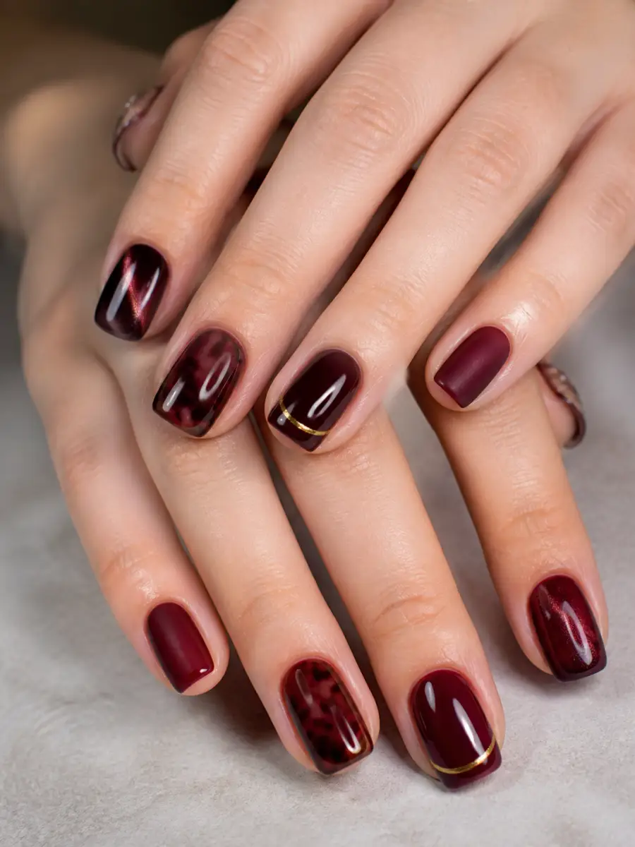 Glossy Wine Burgundy Nails: burgundy, glossy wine burgundy
