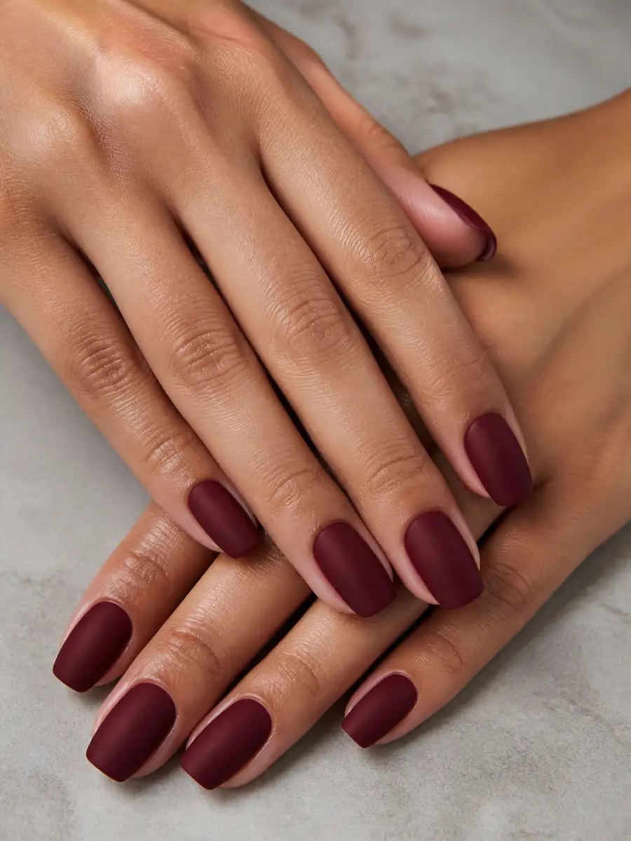 Matte Oxblood Nails: burgundy, matte oxblood