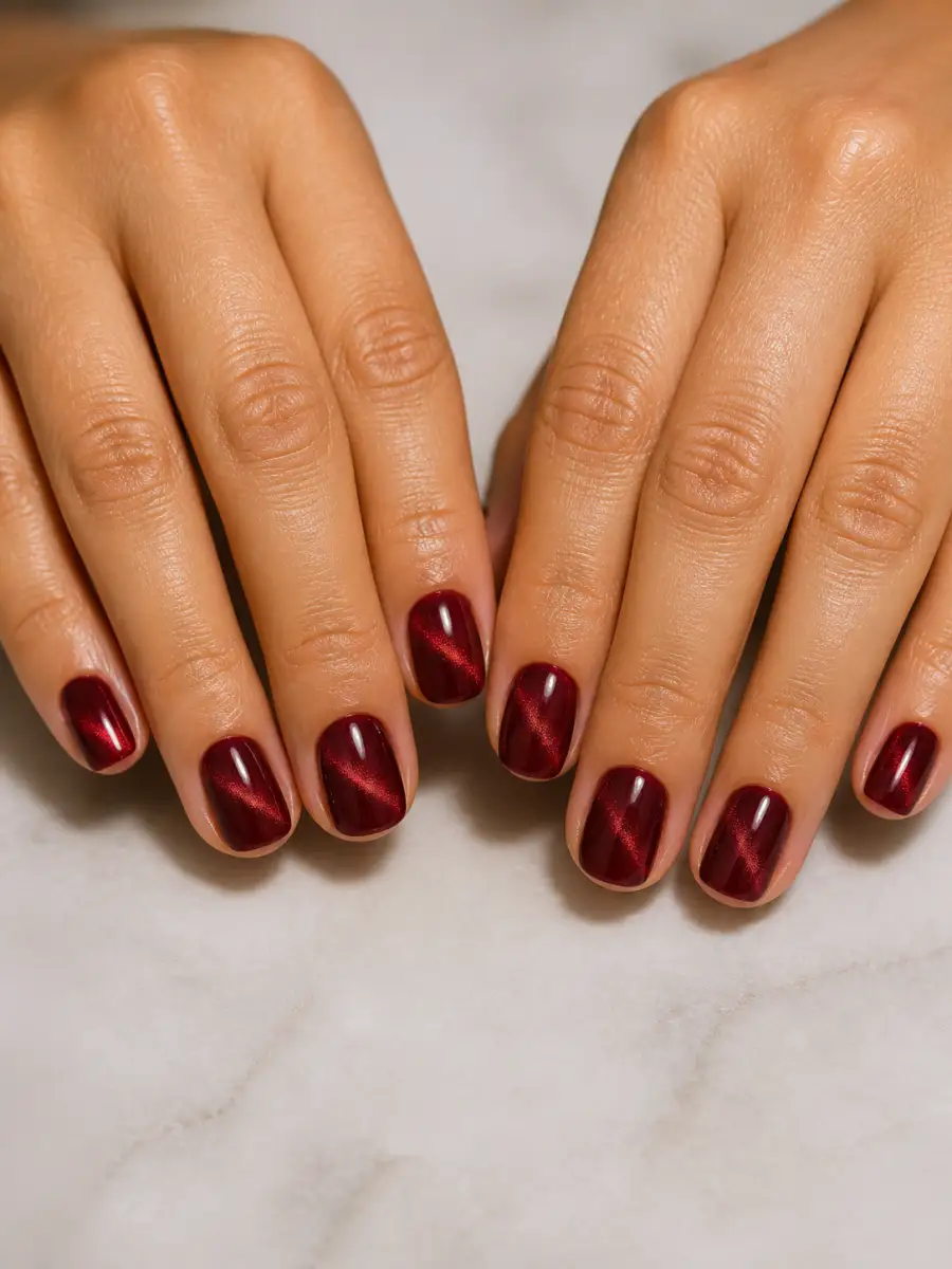 Cranberry Short Nails: burgundy, cranberry short
