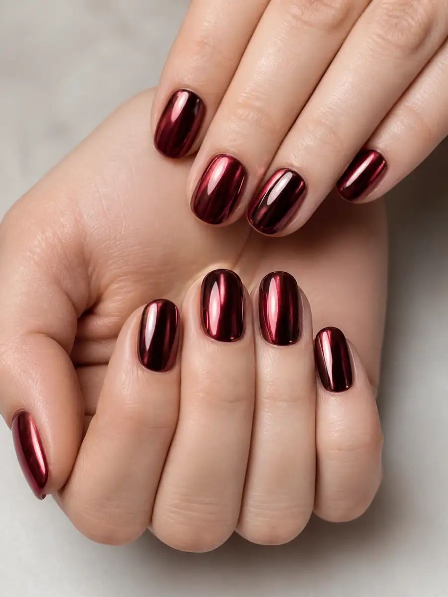 Burgundy Chrome Nails: burgundy, burgundy chrome