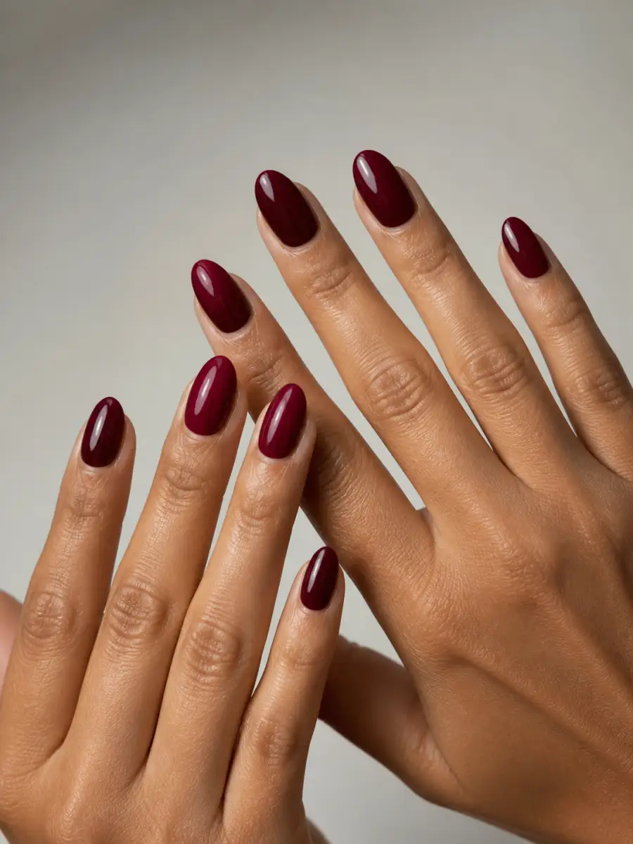Mahogany Almond Nails: burgundy, mahogany almond