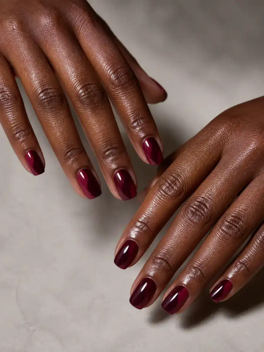 Two Tone Burgundy Nails: burgundy, two tone burgundy