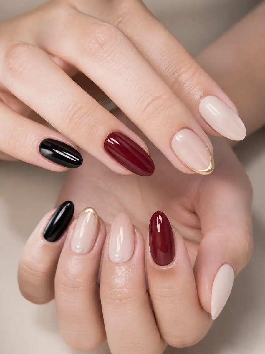 Milky Almond Classy Nails: almond, muted shade, glossy finish, milky almond classy