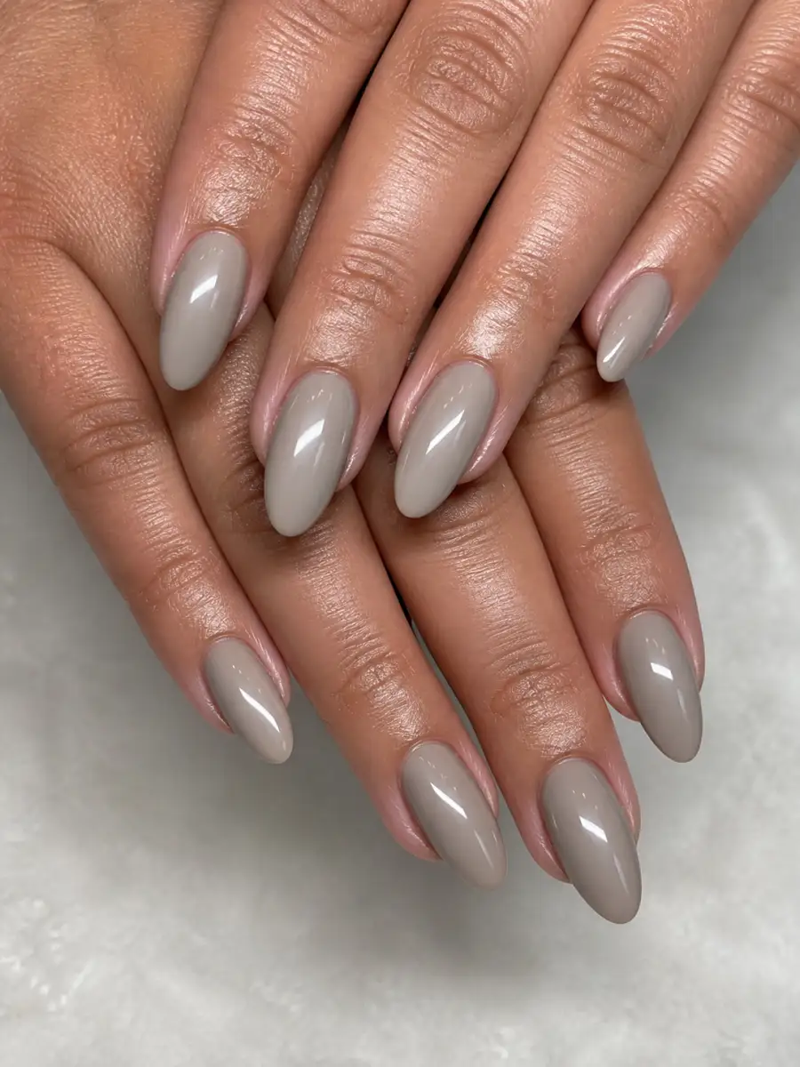 Greige Almond Nails: greige grey, greige almond