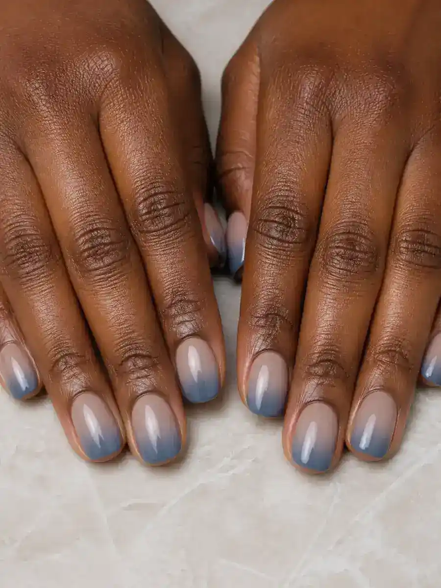 Blue Gray Ombre Nails: greige grey, blue gray ombre