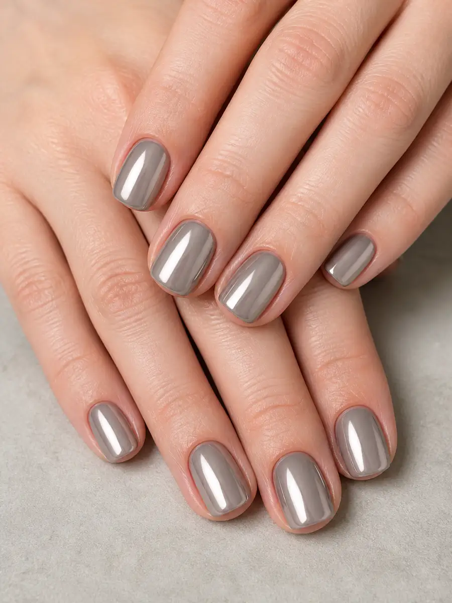 Gray Chrome Nails: greige grey, gray chrome
