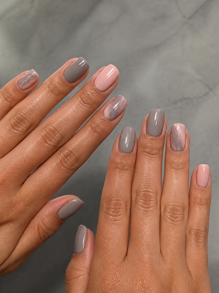 Pink Gray Mix Nails: greige grey, pink gray mix