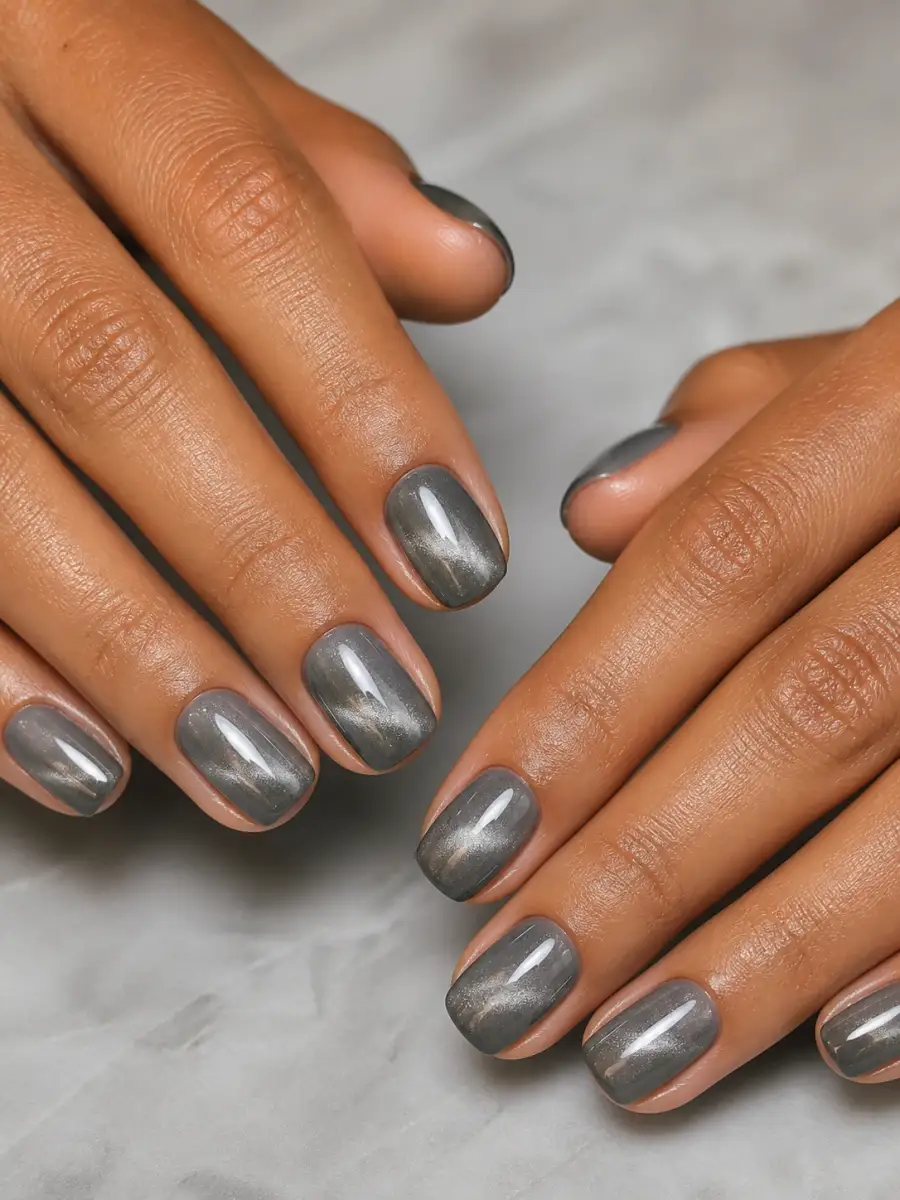Graphite Cat Eye Nails: greige grey, graphite cat eye