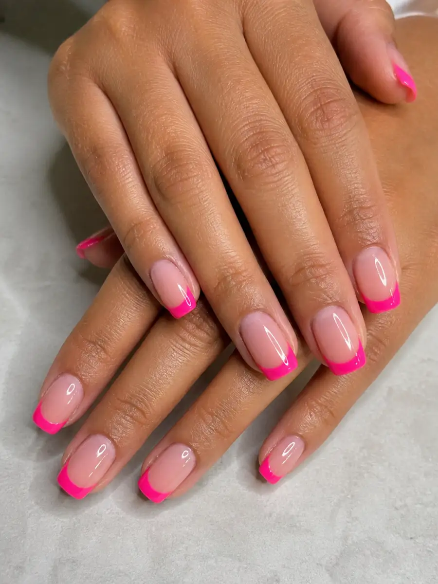 Hot Pink French Tips: hot pink, opaque, hot pink french tips