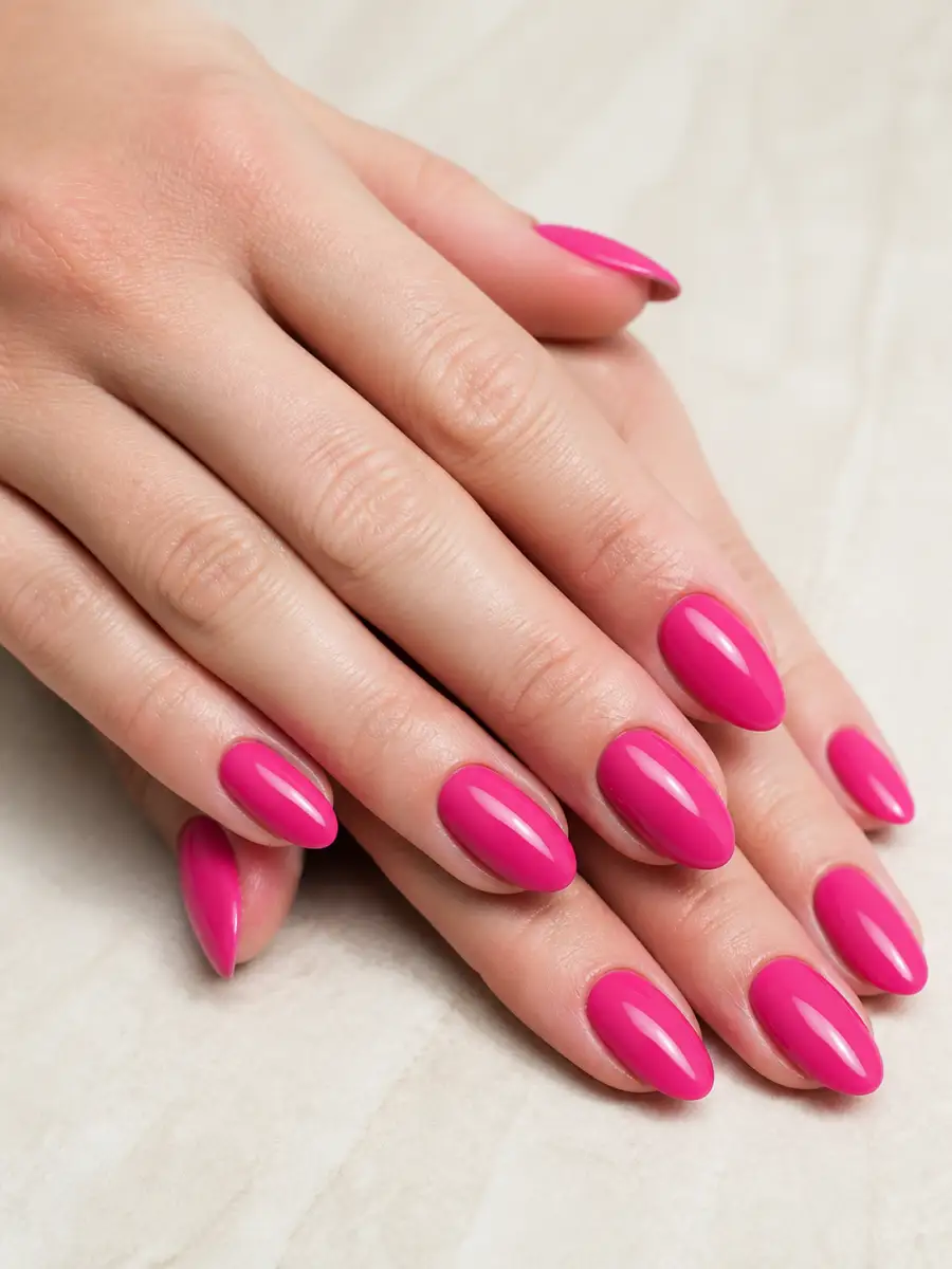Magenta Almond Nails: hot pink, opaque, magenta almond