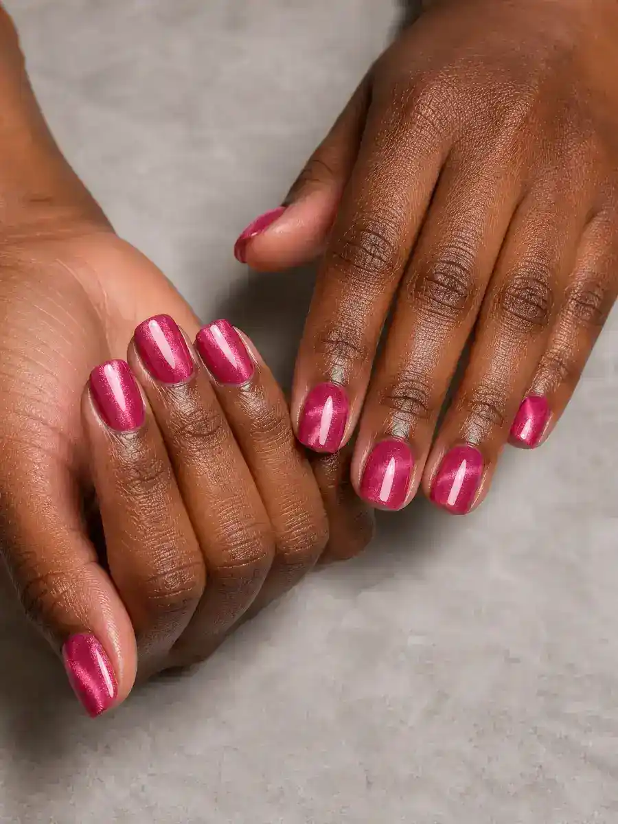 Raspberry Cat Eye Nails: hot pink, opaque, raspberry cat eye