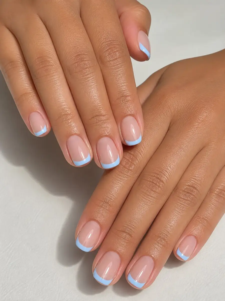 Light Blue French Tips: light sky blue, light blue french tips