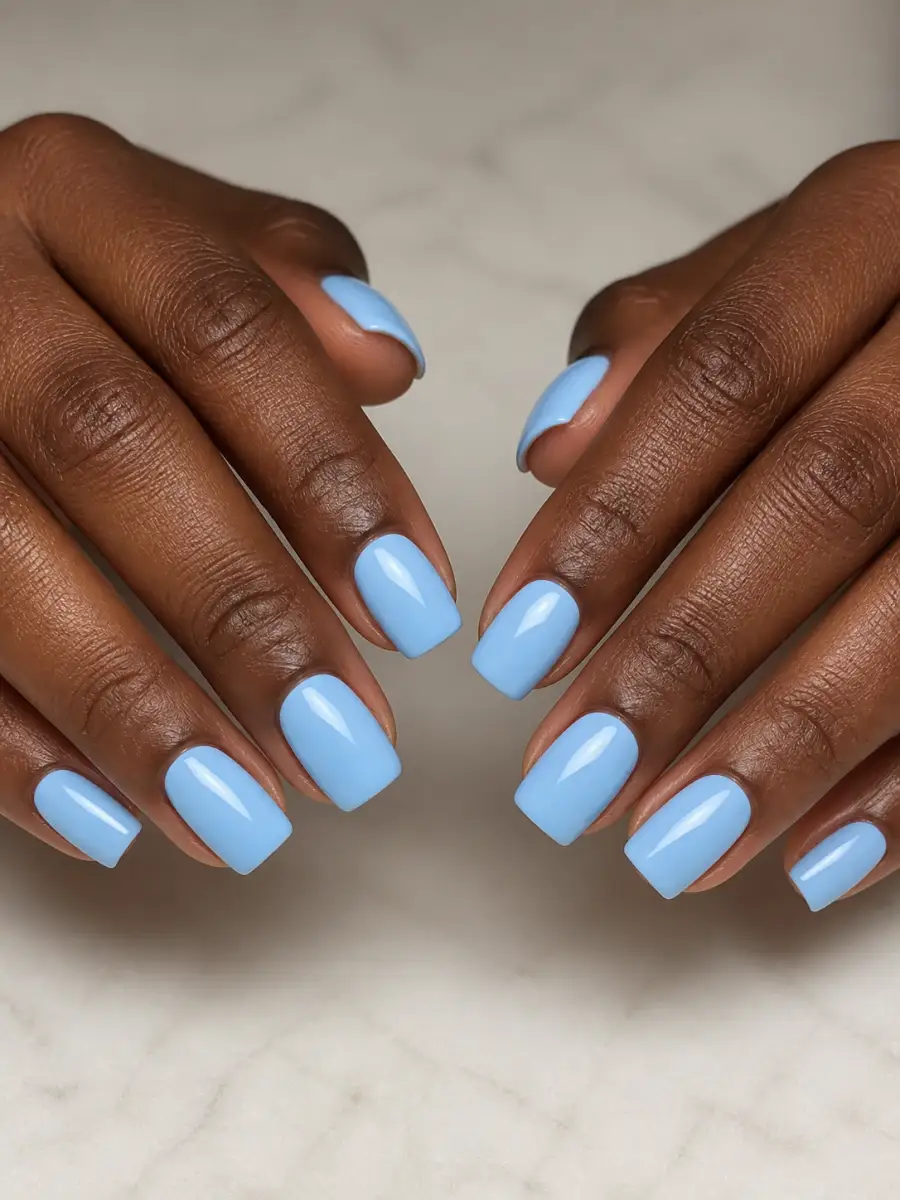 Cornflower Square Nails: light sky blue, cornflower square