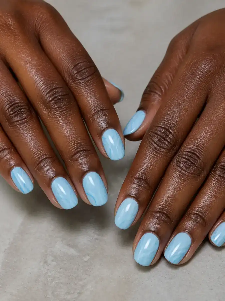 Icy Blue Line Art Nails: light sky blue, icy blue line art