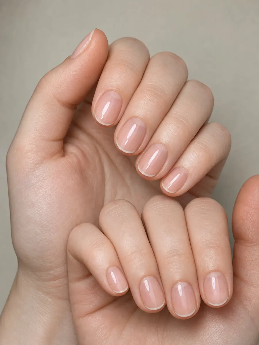 Sheer Pink Natural Nails: sheer nude, natural finish, sheer pink natural