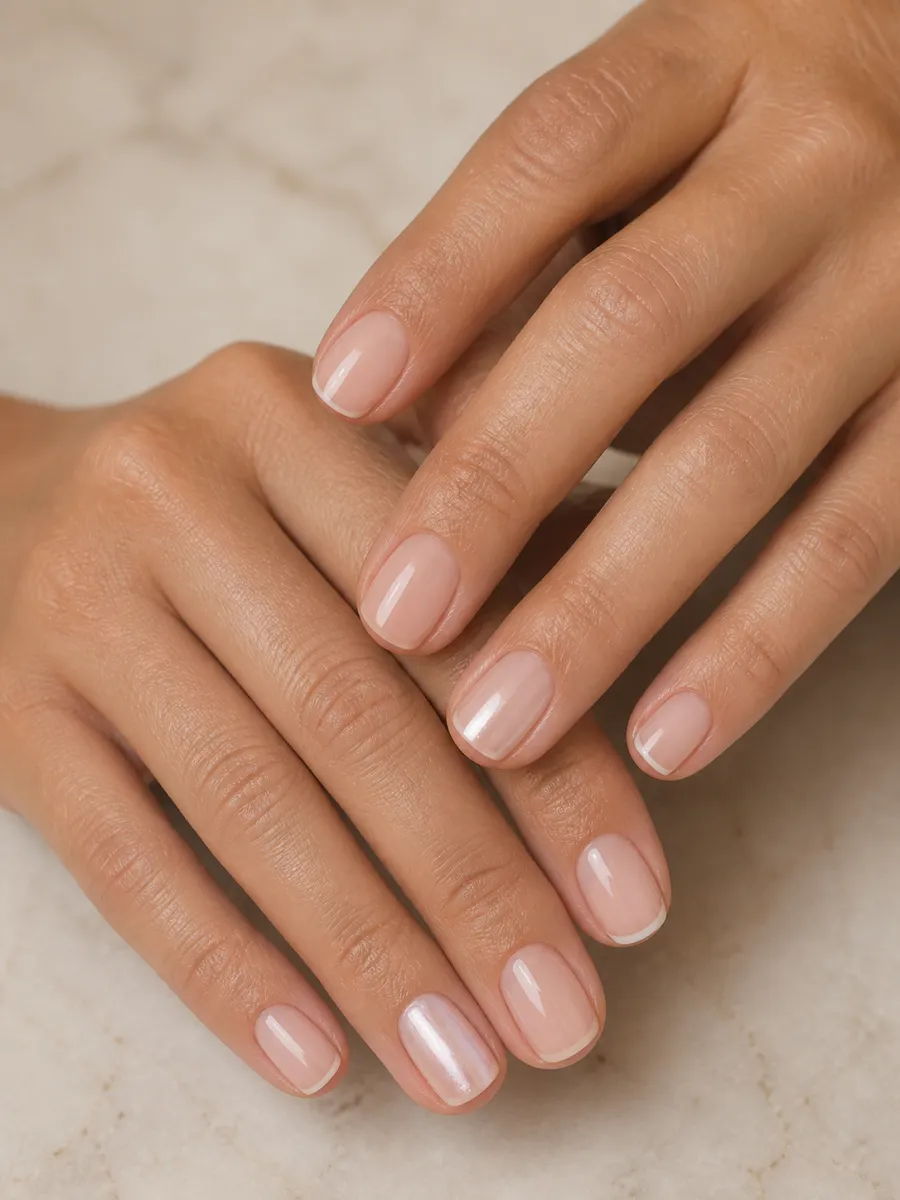 Buffed Gloss Natural Nails: sheer nude, natural finish, buffed gloss natural