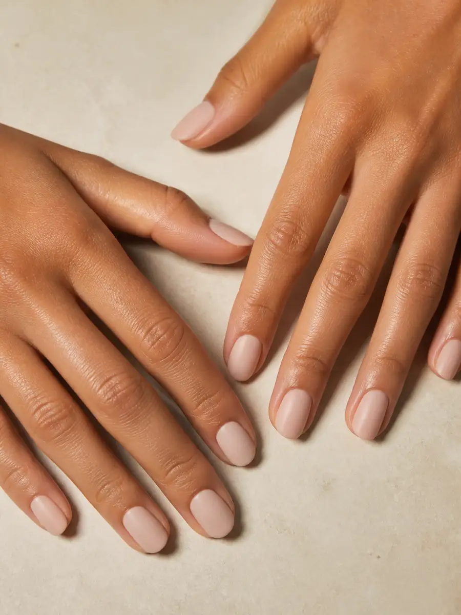 Soft Matte Nude Nails: sheer nude, natural finish, soft matte nude