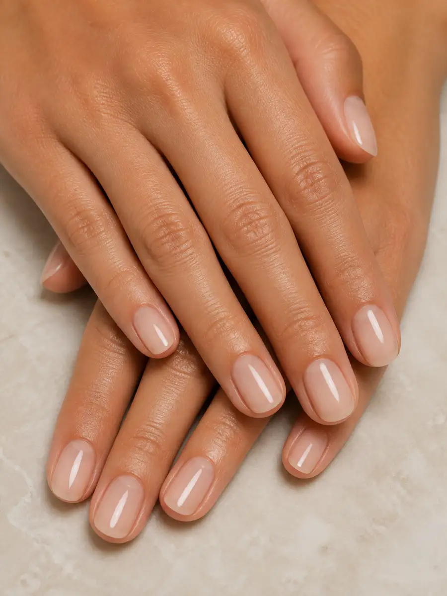 Clear Gloss Healthy Nails: sheer nude, natural finish, clear gloss healthy