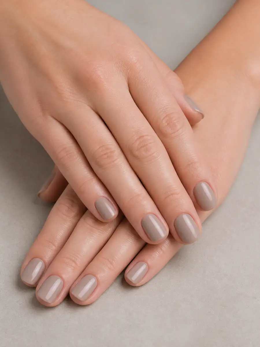 Matte Oatmeal Nails: greige neutral, glossy finish, matte oatmeal