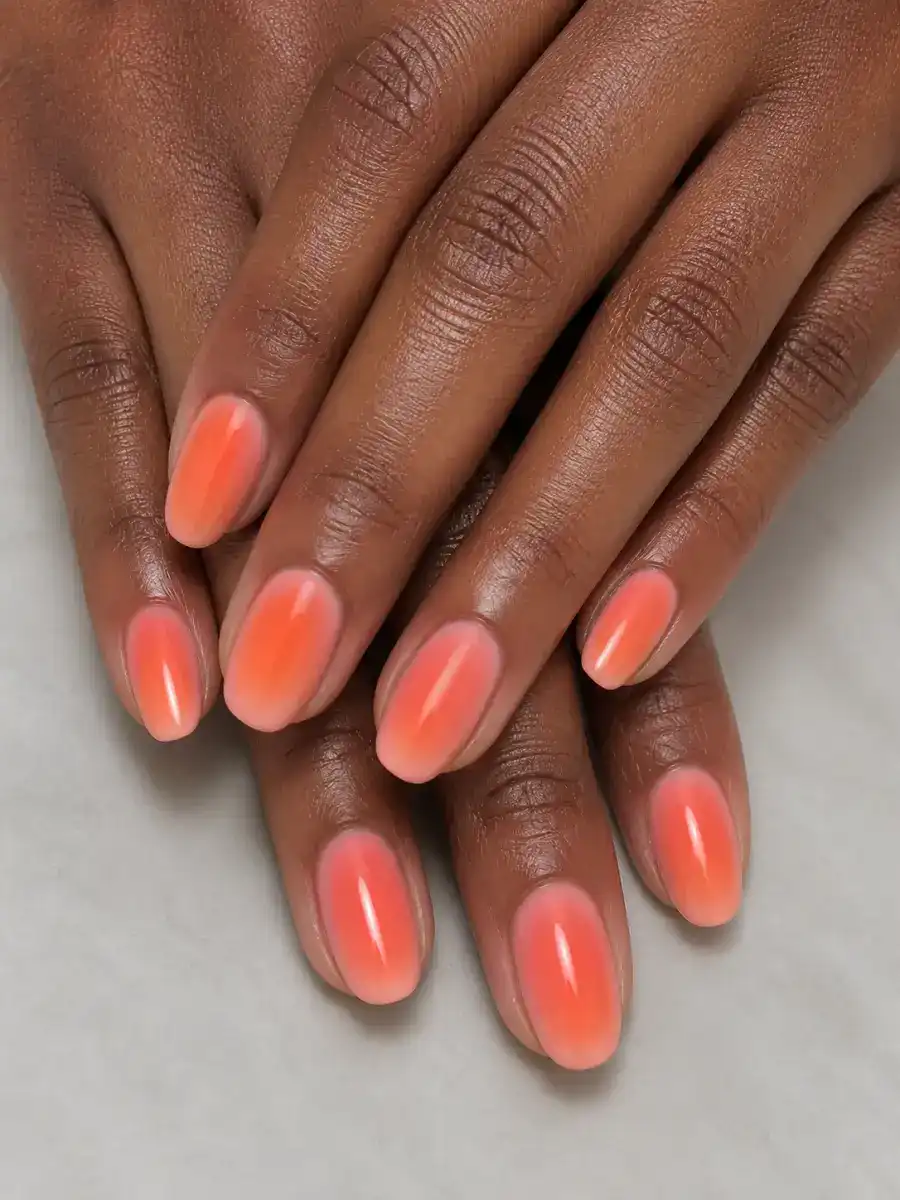 Orange Aura Nails: coral orange, orange aura