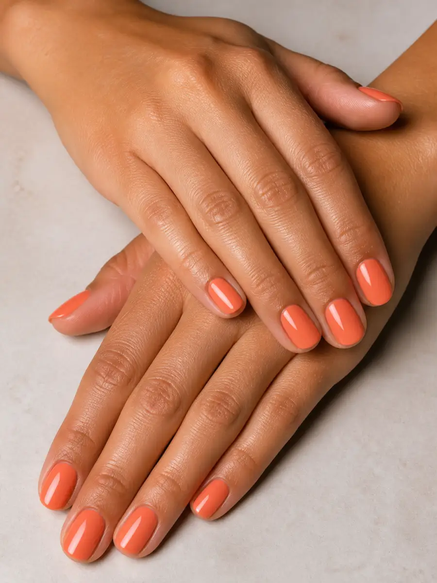Peach Orange Nails: coral orange, peach orange