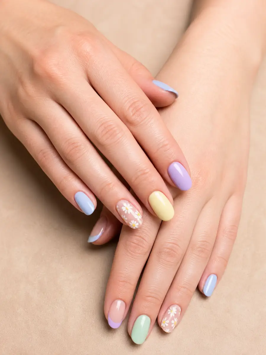 Pastel Skittle Nails: pastel skittle, one shade per nail, pastel skittle