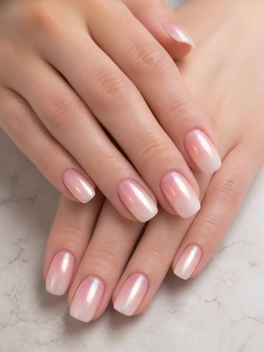 Pink White Chrome Nails: pink to white ombre, pink white chrome