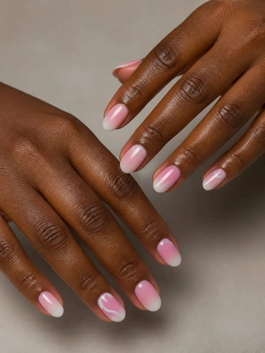 Soft Mix and Match Nails: pink to white ombre, soft mix and match