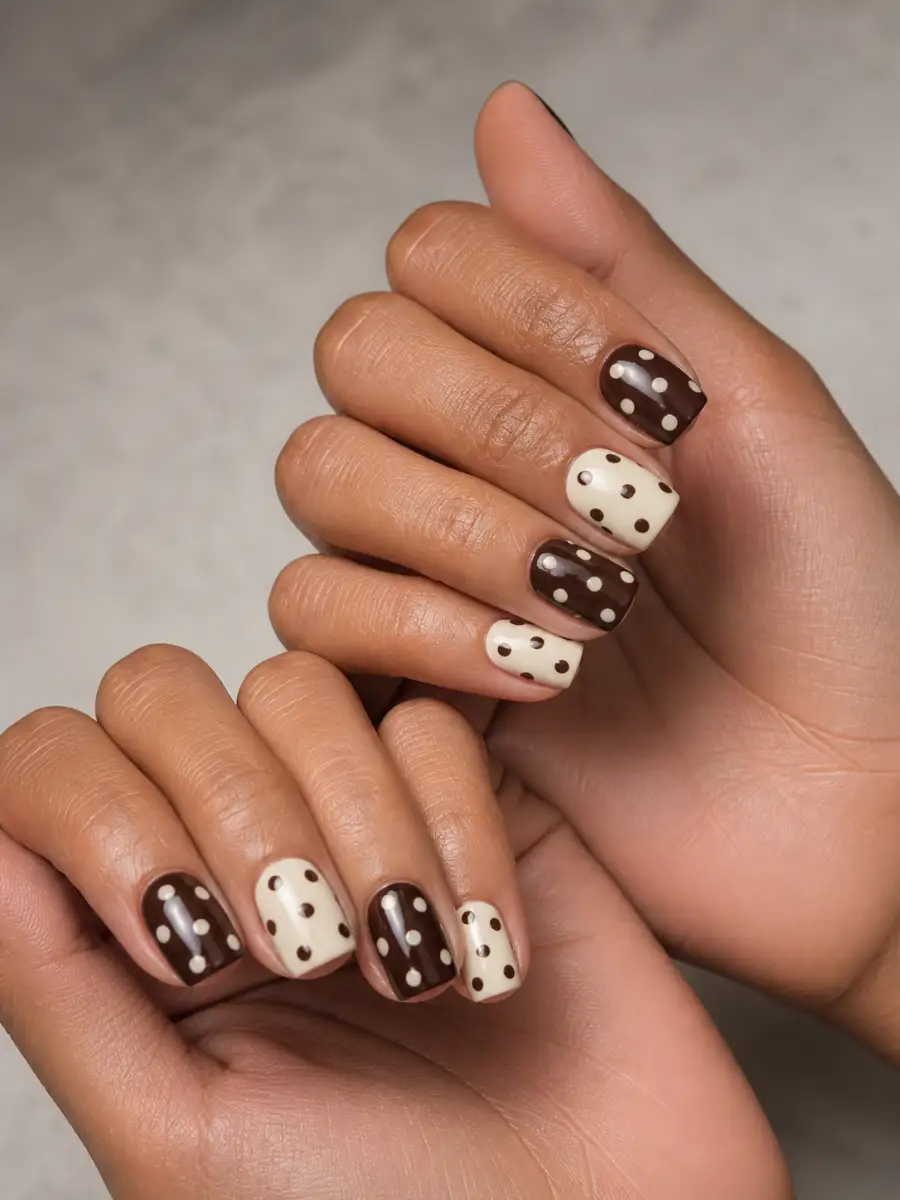 Reverse Polka Dot Nails: square, polka dots, reverse polka dot