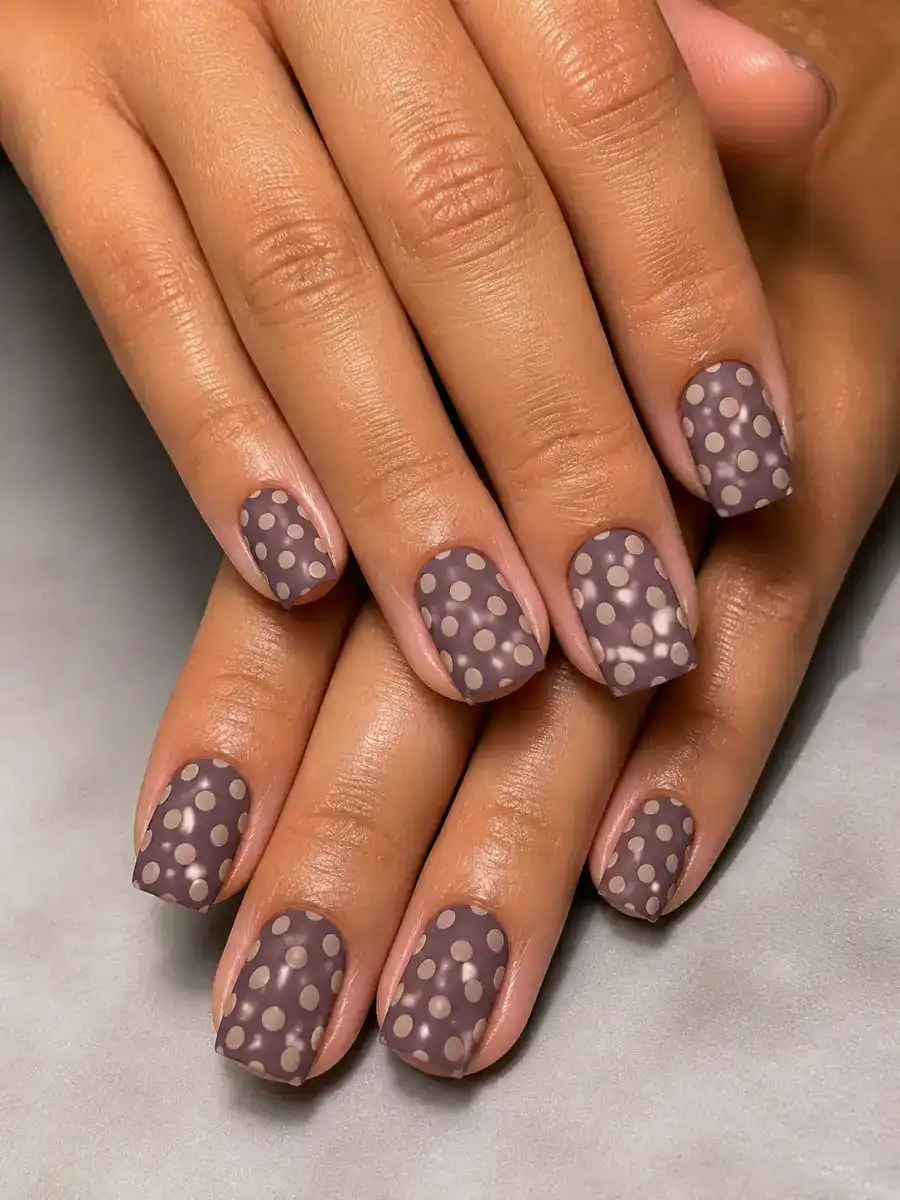 Matte Dot Nails: square, polka dots, matte dot