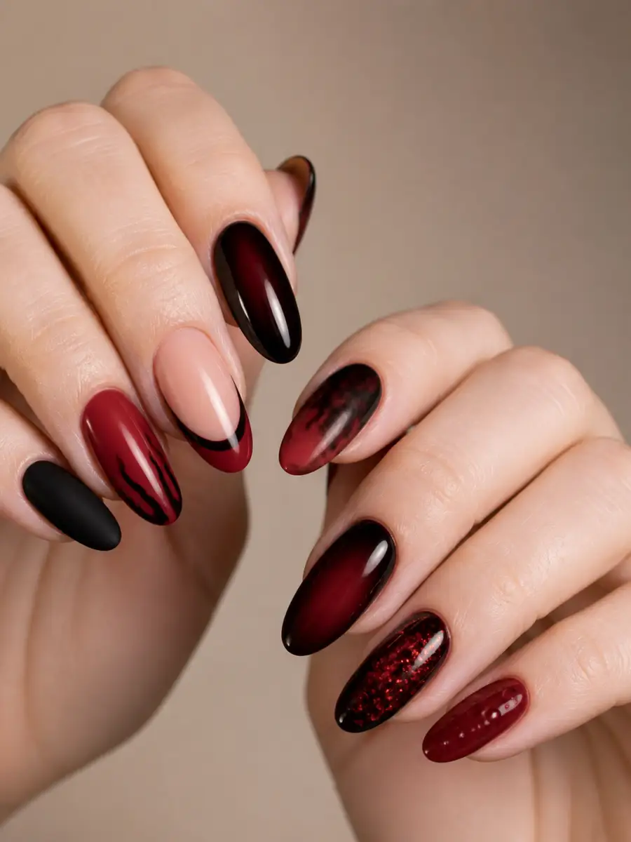 Red and Black Nails