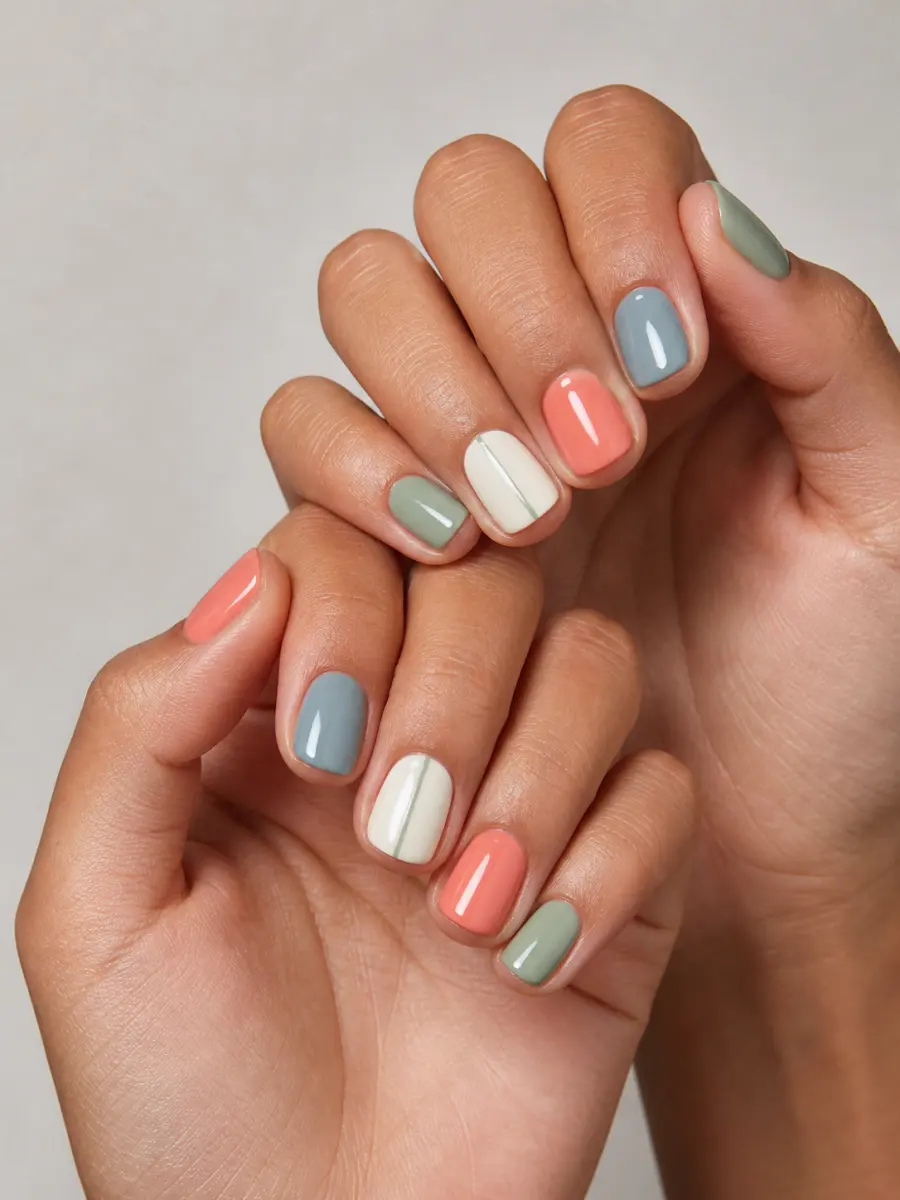 Fine Line Nude Nails: short, single solid shade, fine line nude