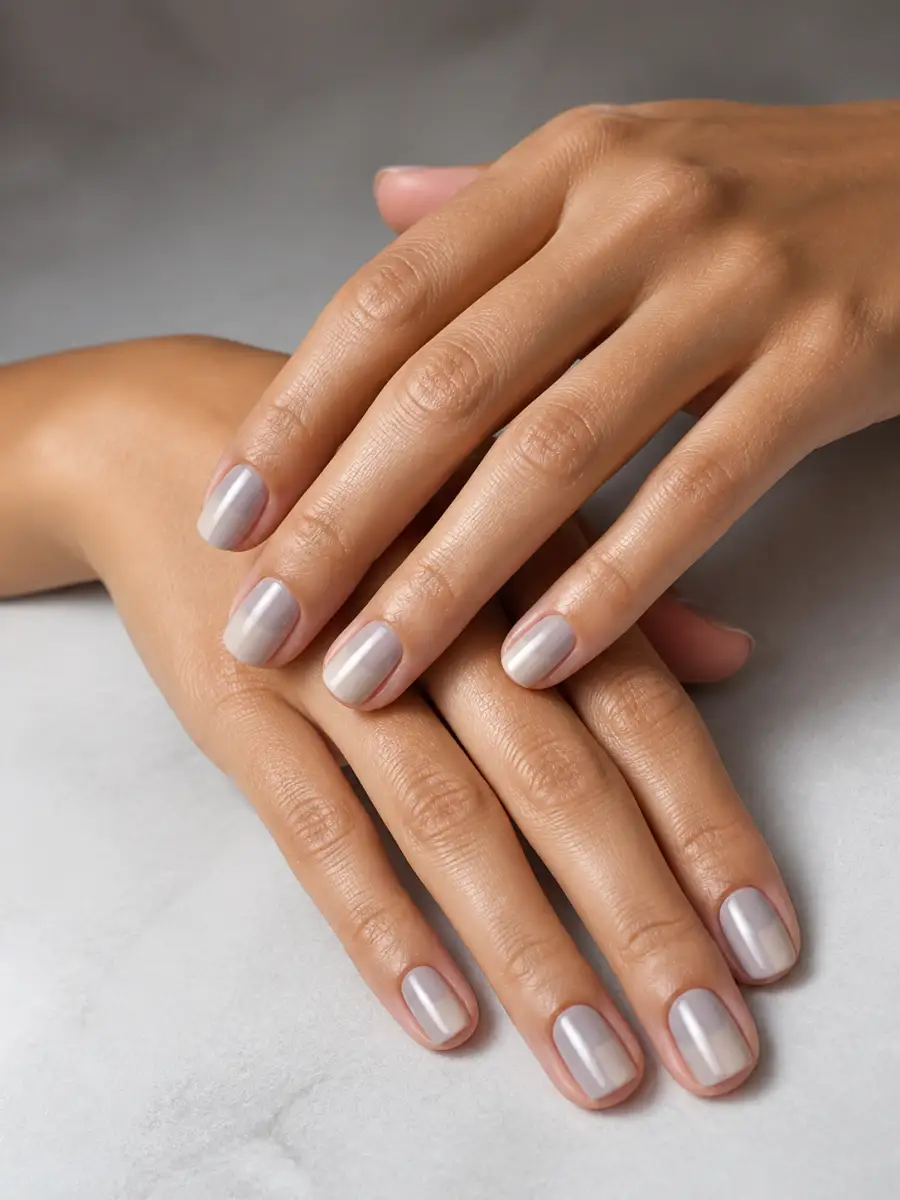 Soft Two Tone Nails: short, single solid shade, soft two tone