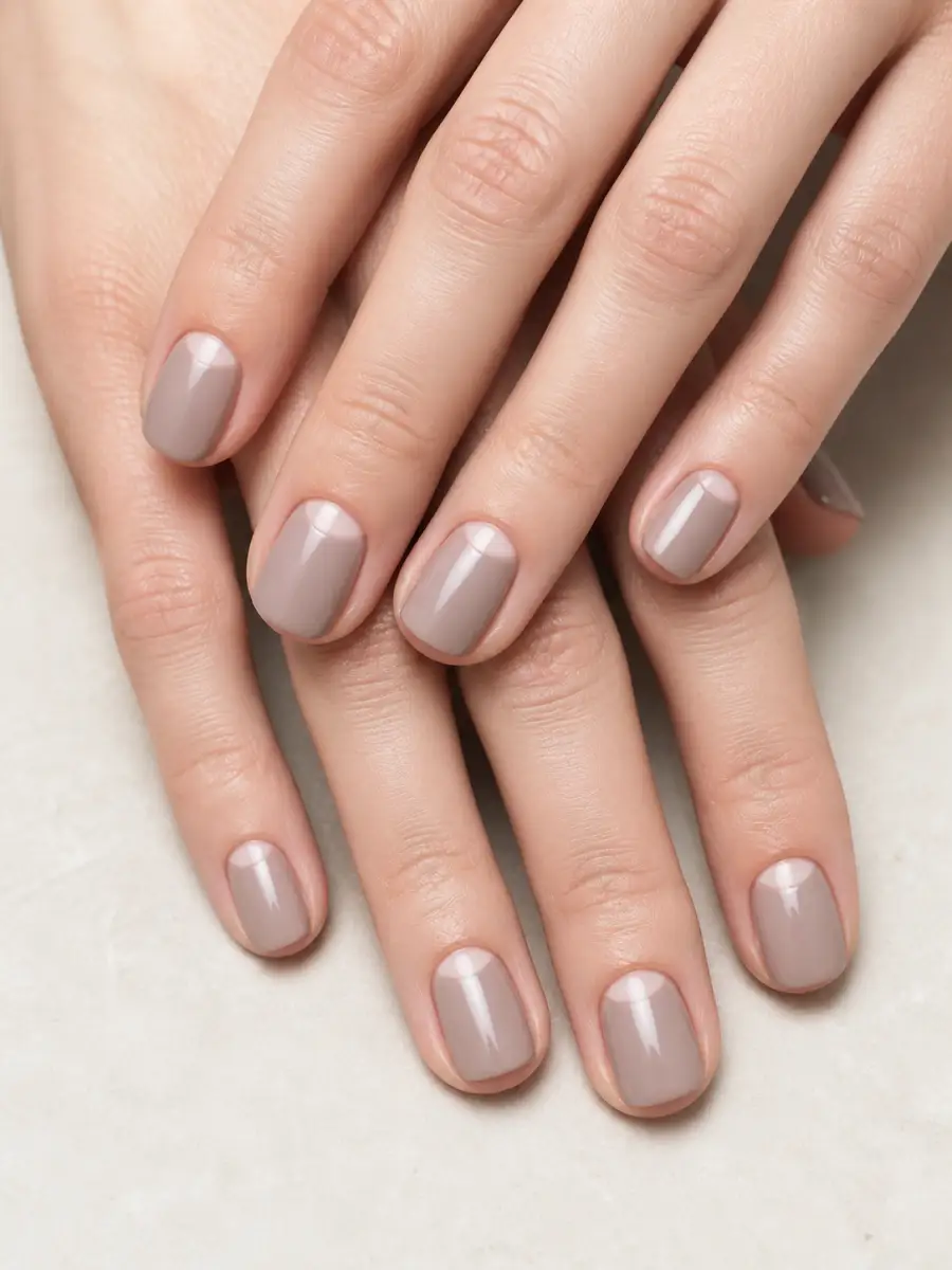 Tiny Half Moon Nails: short square, single solid shade, tiny half moon
