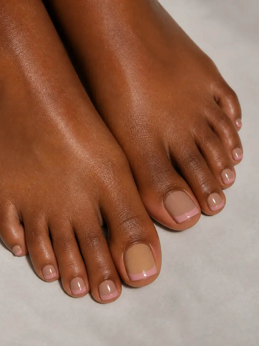 Simple Two Tone Toes: toenails, single solid shade, glossy finish, simple two tone toes
