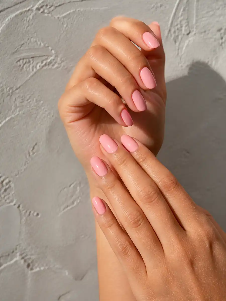 Matte Summer Pink Nails: pink, matte top coat